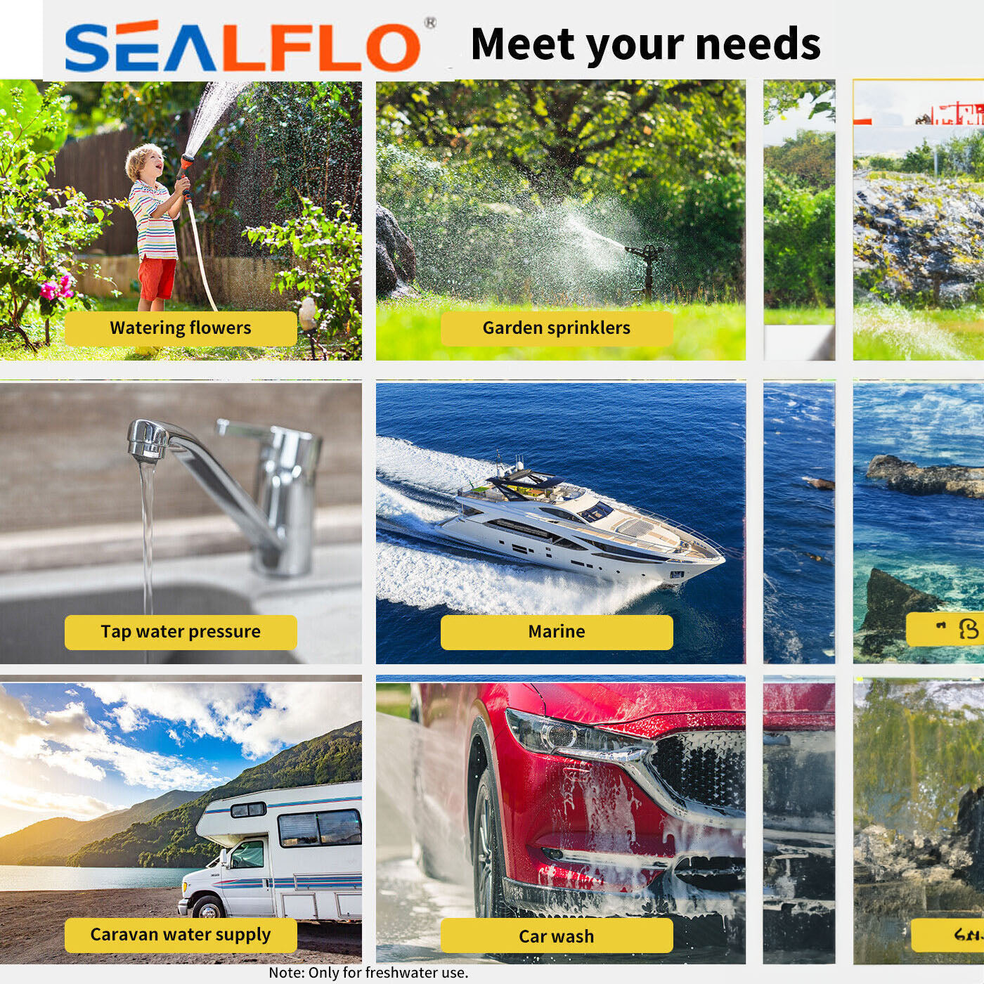 Sewage Pumps: 12V SEALFLO Water Pump High Pressure Self-priming rv Camping Boat 55PSI 11.3L/M