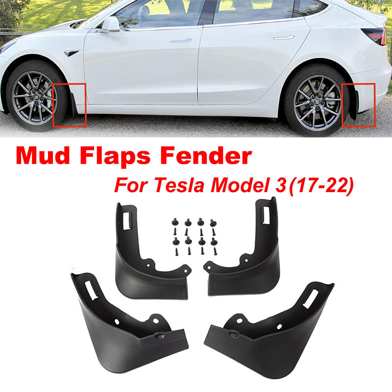 Camping Appliances: 4Pcs Mud Flaps Splash Guards Fender For Tesla Model 3 Front Rear TPE Mudguard