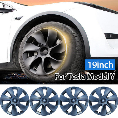 Automotive Decor: Tesla Y wheel cap 4 gray and model Y front and rear PP TPE fender 4
