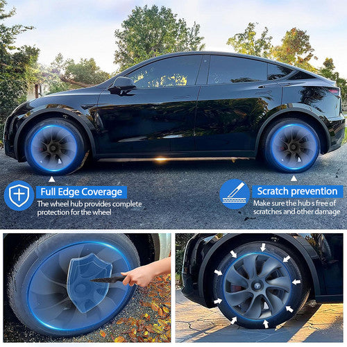 Automotive Decor: Tesla Y wheel cap 4 gray and model Y front and rear PP TPE fender 4