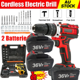 Power Drills & Accessories: Cordless Drill w/2 Battery Heavy Duty Impact Driver Kit Brushless Hammer Set