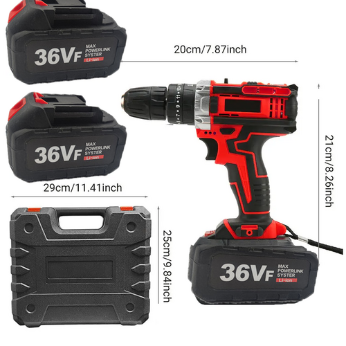 Power Drills & Accessories: Cordless Drill w/2 Battery Heavy Duty Impact Driver Kit Brushless Hammer Set