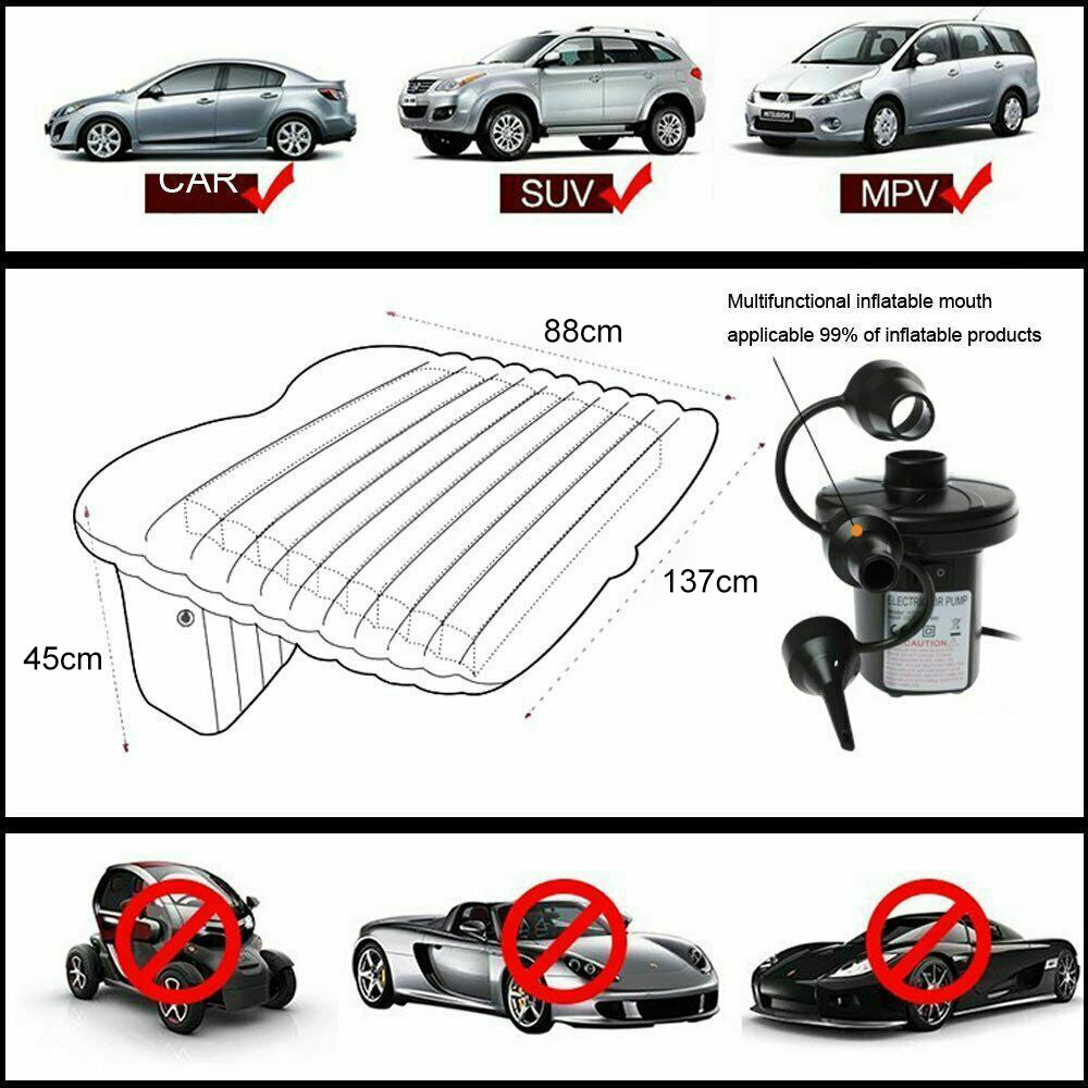 Automotive Decor: Inflatable Car Back Seat Mattress Portable Camping Travel Air Bed