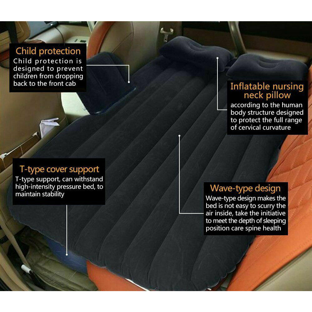Automotive Decor: Inflatable Car Back Seat Mattress Portable Camping Travel Air Bed