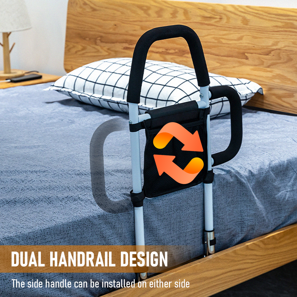 Mobility & Accessibility: Bed Rail Safety Assist Rail for Elderly Adults with Storage Pocket &Fixing Strap