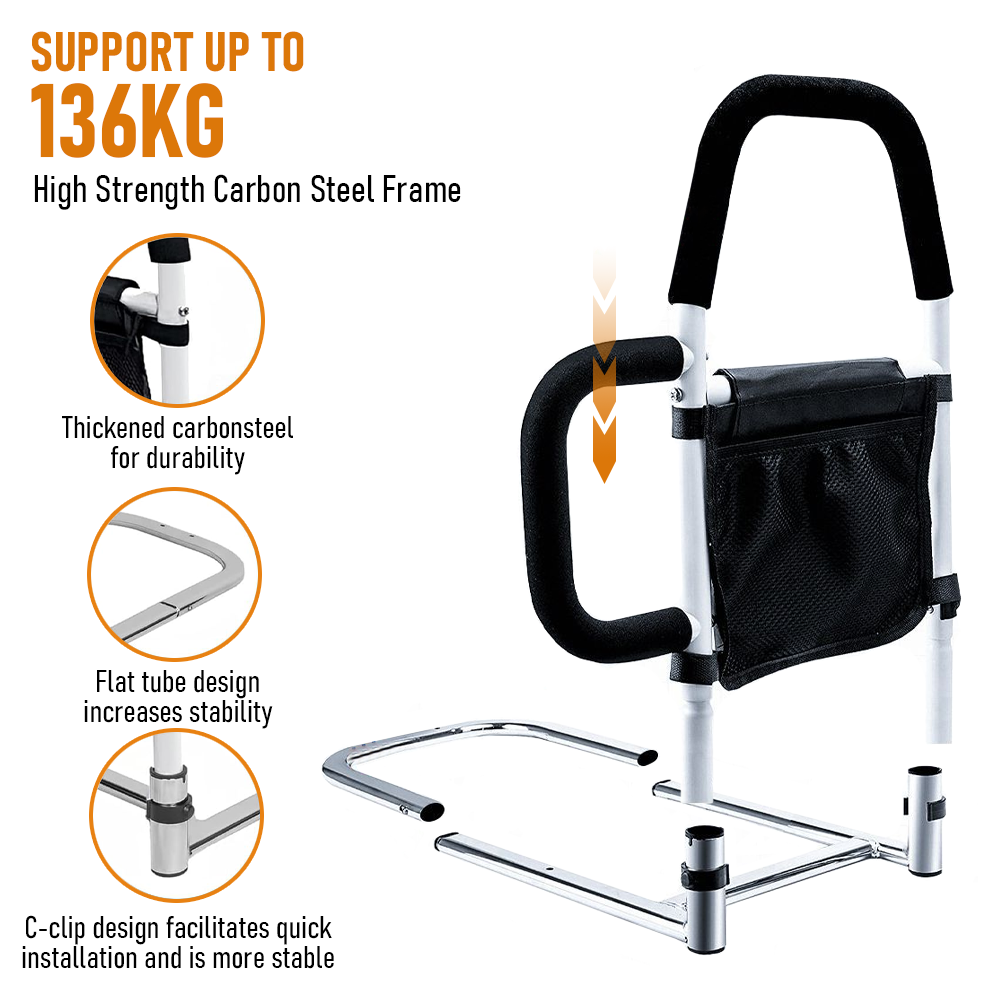 Mobility & Accessibility: Bed Rail Safety Assist Rail for Elderly Adults with Storage Pocket &Fixing Strap