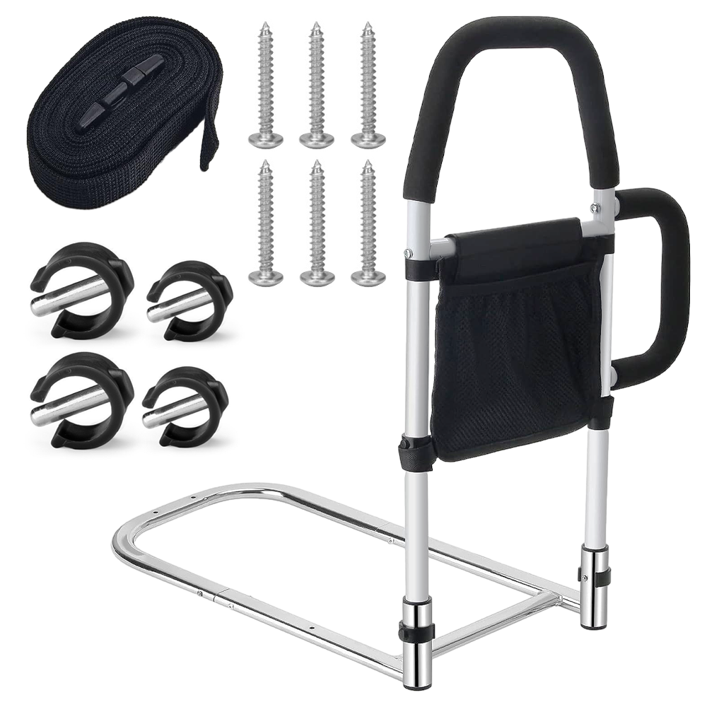 Mobility & Accessibility: Bed Rail Safety Assist Rail for Elderly Adults with Storage Pocket &Fixing Strap