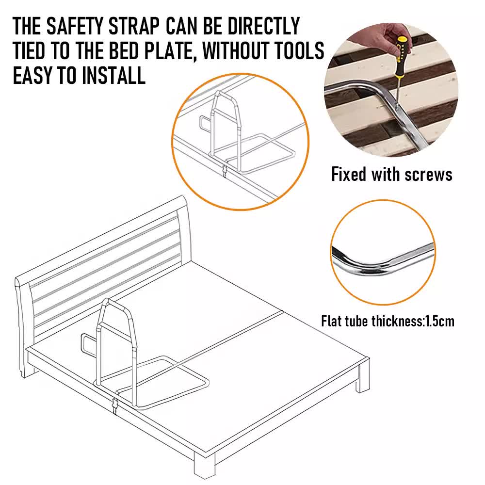 Mobility & Accessibility: Bed Rail Safety Assist Rail for Elderly Adults with Storage Pocket &Fixing Strap