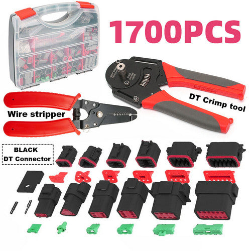 Automotive Repair & Speciality Tools: BLACK??1700X Deutsch DT Connector Kit Genuine Deutsch Crimp Tool Auto Marine