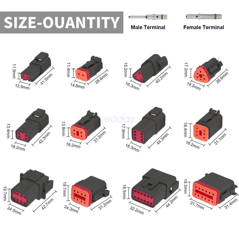 Automotive Repair & Speciality Tools: BLACK??1700X Deutsch DT Connector Kit Genuine Deutsch Crimp Tool Auto Marine