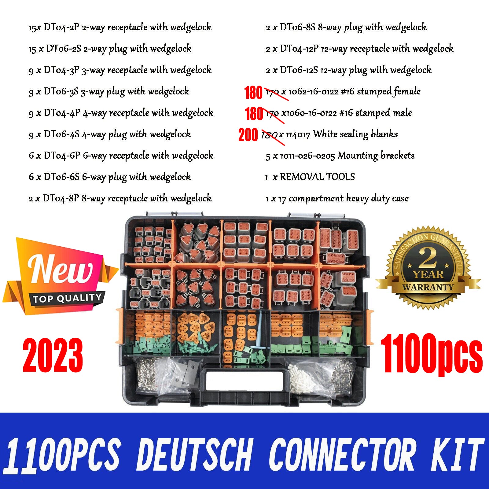 Automotive Repair & Speciality Tools: AU 1000 PCS Deutsch DT Connector Kit 14-16AWG Stamped Contacts 1100PCS UPGRADE