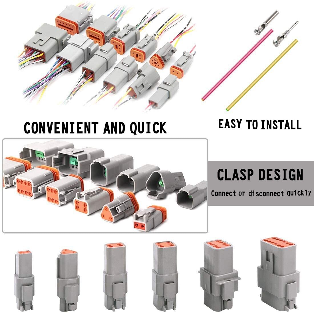 Automotive Repair & Speciality Tools: AU 1000 PCS Deutsch DT Connector Kit 14-16AWG Stamped Contacts 1100PCS UPGRADE