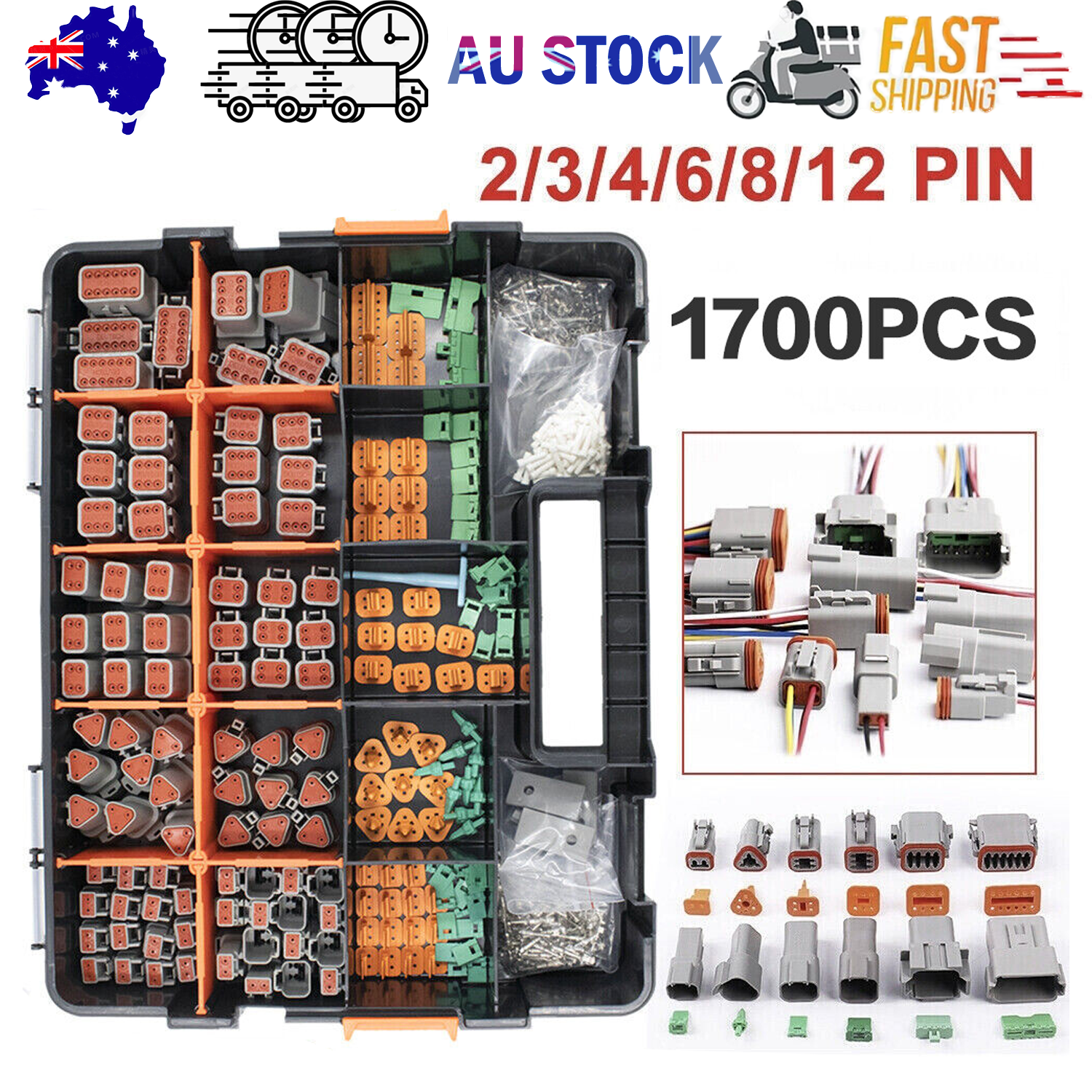 Automotive Repair & Speciality Tools: 1700PCS Deutsch DT Connector DEUTSCH DT CONNECTOR PLUG KIT AU STOCK Connector