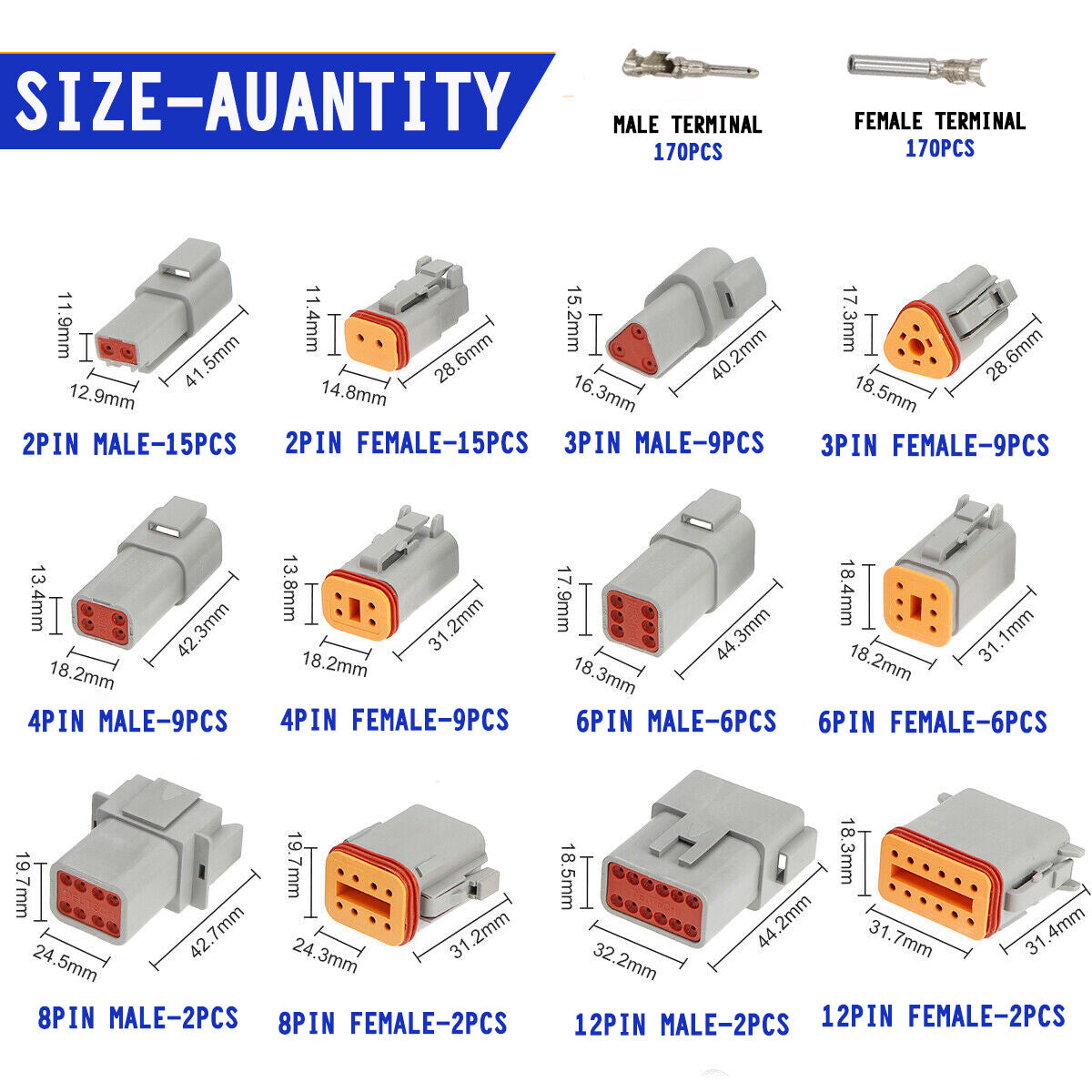 Automotive Repair & Speciality Tools: 1700PCS Deutsch DT Connector DEUTSCH DT CONNECTOR PLUG KIT AU STOCK Connector