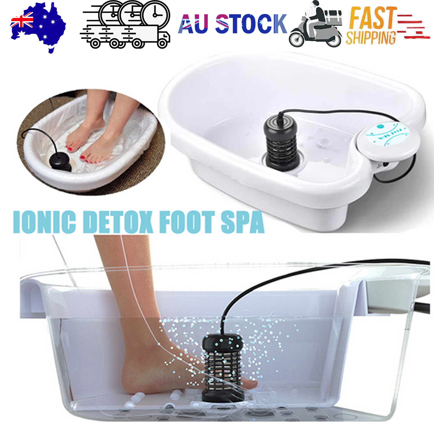 Foot Care: Ion Ionic Detox Foot Bath Spa Machine Tub Array Cell Cleanse for Health Tool Set