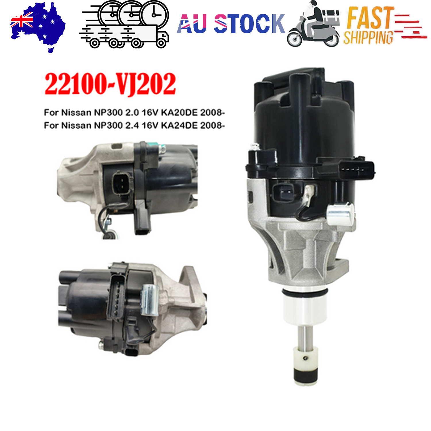 Automotive Parts: NEW Ignition Distributor 22100-VJ202 For Nissan NP300 2.0 2.4 KA20DE KA24DE AU