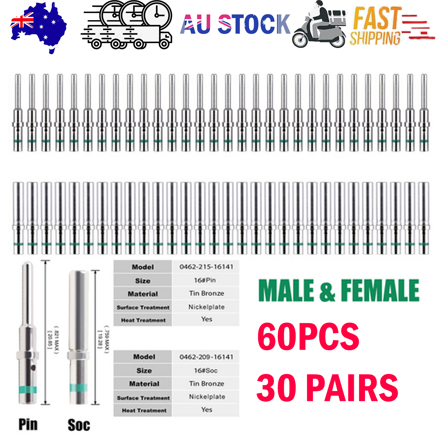Automotive Parts: Deutsch DT Series solid pin Connector Male&Female 0462-209-16141 0460-215-16141
