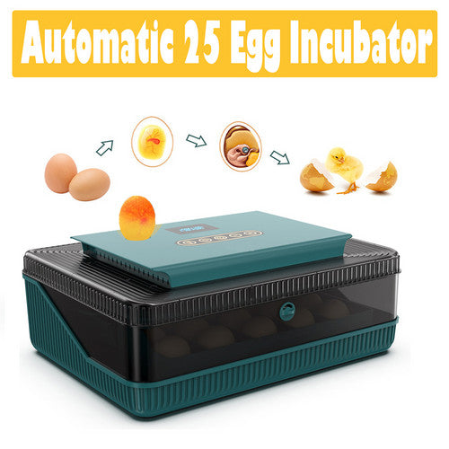 Small Animal Habitats & Cages: Digital Led Fully Automatic 25 Egg Incubator Hatch Turning Chicken Eggs Poultry