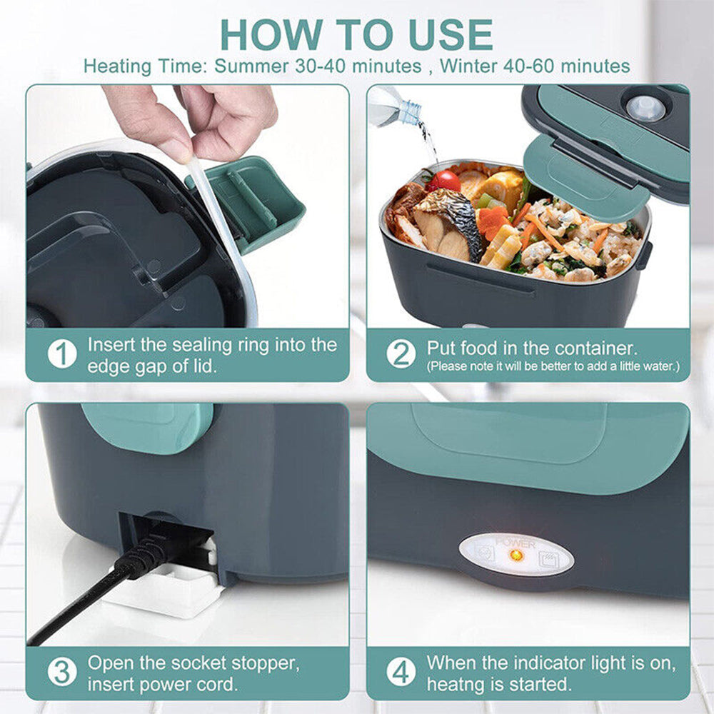 Food Warmers & Chafing Dishes: Electric Lunch Box Food Warmer Portable Leakproof Food Heater Car Home Picnic