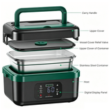 Portable 1L Cordless Electric Heated Lunch Box 16000mAh 60W 304 Stainless Steel Black&Green