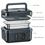 Portable 1L Cordless Electric Heated Lunch Box 16000mAh 60W 304 Stainless Steel Black& Gray