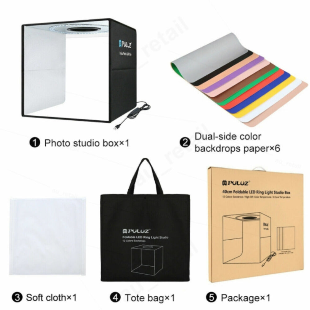 Camera Accessories: 40CM Portable Photo Studio LED Light Tent Bar Cube Soft Box Room Photography