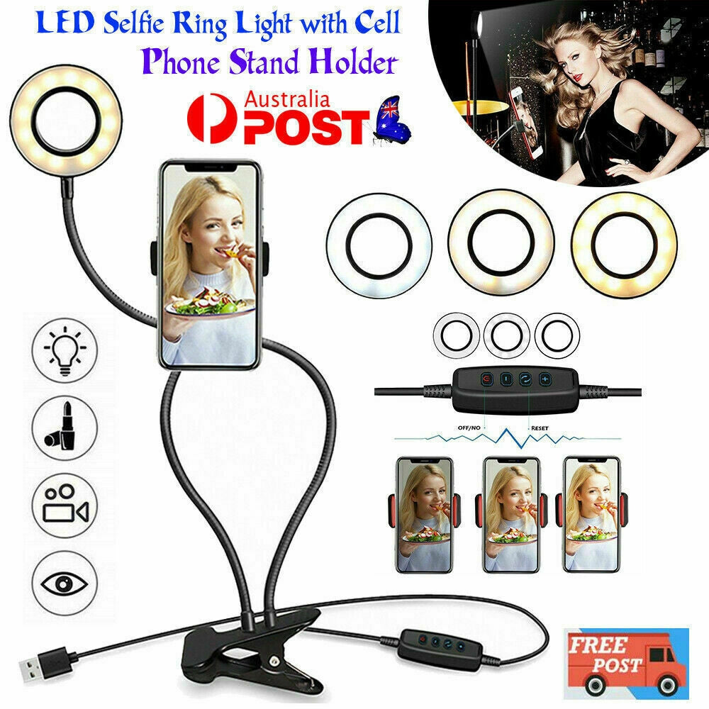 Phone Cases & Screen Protectors: LED Selfie Ring Light with Cell Phone Holder Flexible Stand Live Stream Lamp AU