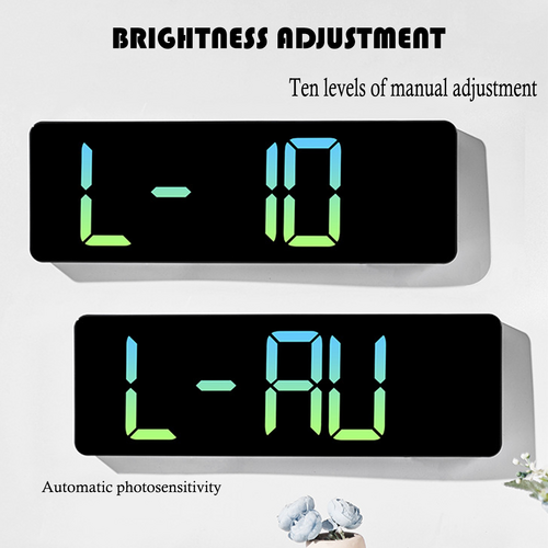 Clocks: 16" Green gradient color Large Digital Big Jumbo LED Wall Desk Clock Display With Temperature Calendar
