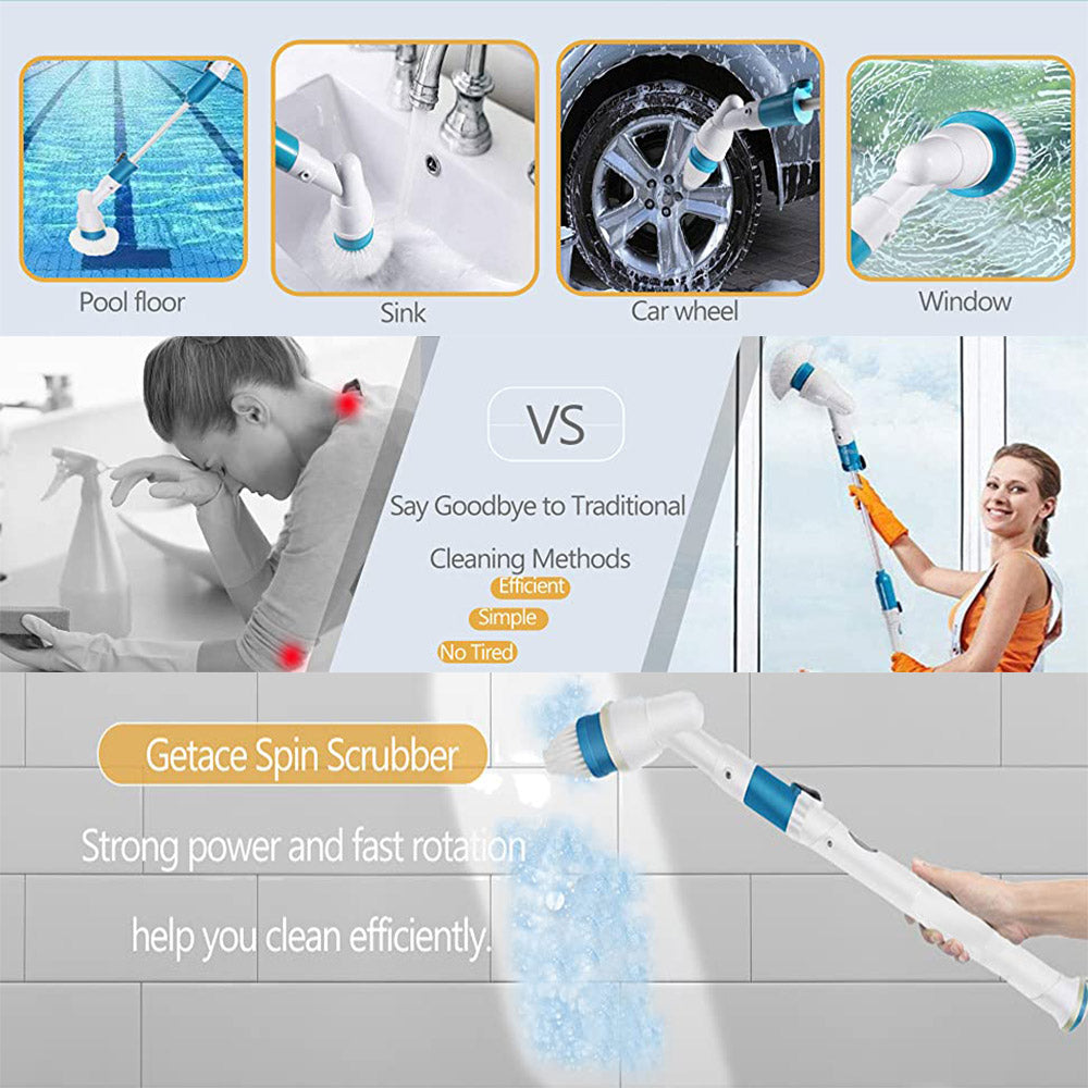 Laundry Cleaning Supplies: Electric Cordless Spin Scrubber Super Power Scrubber Turbo Scrub Clean Brush