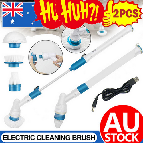 Laundry Cleaning Supplies: 2PCS Rechargeable Spin Scrubber Electric Turbo Scrub Cleaning Brush Cordless Kit