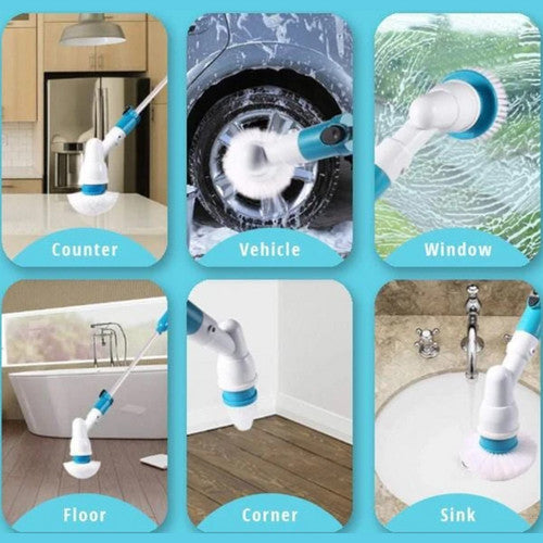 Laundry Cleaning Supplies: 2PCS Rechargeable Spin Scrubber Electric Turbo Scrub Cleaning Brush Cordless Kit