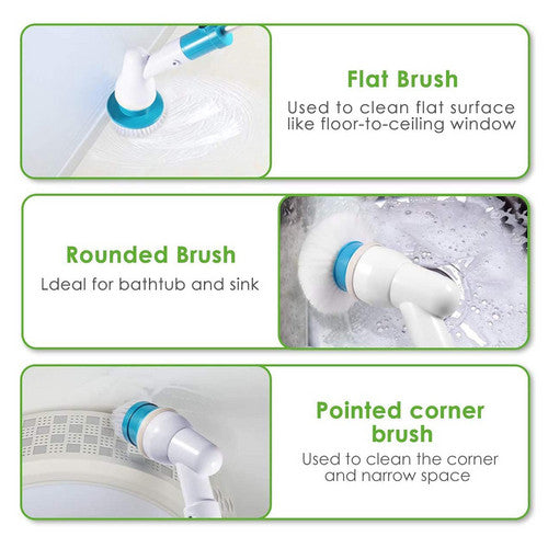 Laundry Cleaning Supplies: 2PCS Rechargeable Spin Scrubber Electric Turbo Scrub Cleaning Brush Cordless Kit
