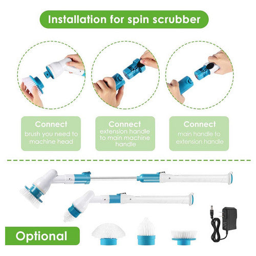 Laundry Cleaning Supplies: 5PCS Rechargeable Spin Scrubber Electric Turbo Scrub Cleaning Brush Cordless Kit