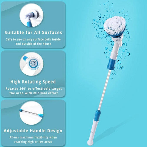 Laundry Cleaning Supplies: 5PCS Rechargeable Spin Scrubber Electric Turbo Scrub Cleaning Brush Cordless Kit