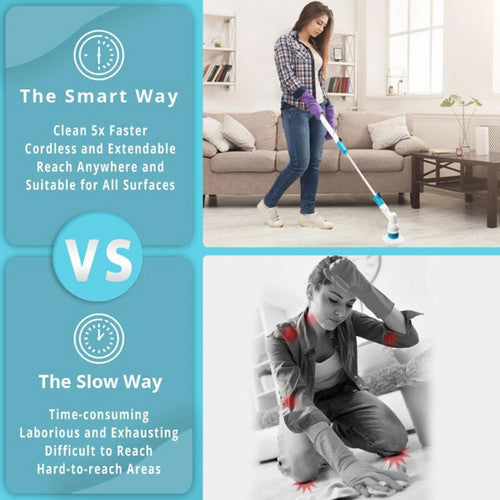 Laundry Cleaning Supplies: 5PCS Rechargeable Spin Scrubber Electric Turbo Scrub Cleaning Brush Cordless Kit