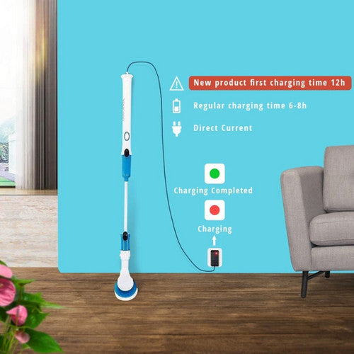 Laundry Cleaning Supplies: 5PCS Rechargeable Spin Scrubber Electric Turbo Scrub Cleaning Brush Cordless Kit