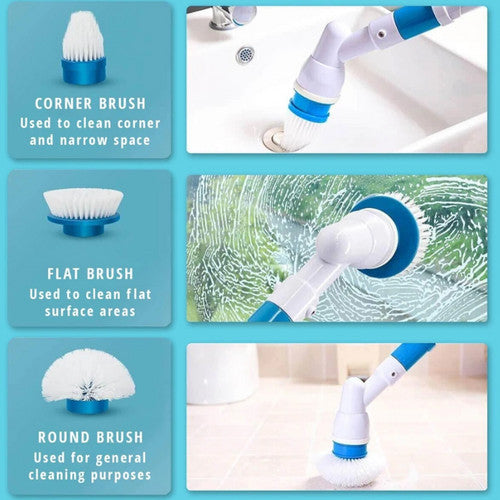 Laundry Cleaning Supplies: 5PCS Rechargeable Spin Scrubber Electric Turbo Scrub Cleaning Brush Cordless Kit