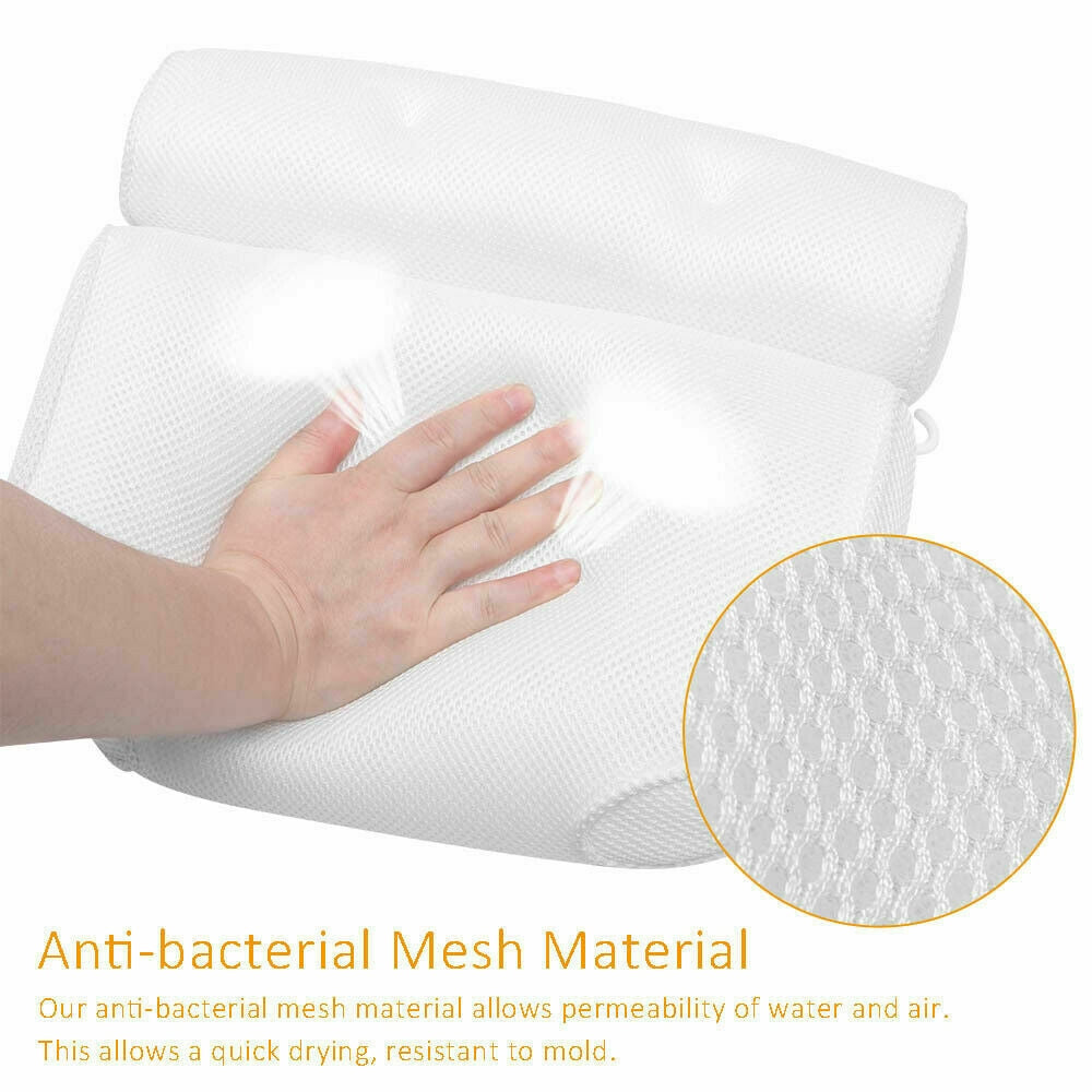 Bath Mats & Rugs: 3D Spa Mesh Bath Pillow Neck Back Support Bathtub Tub Cushions