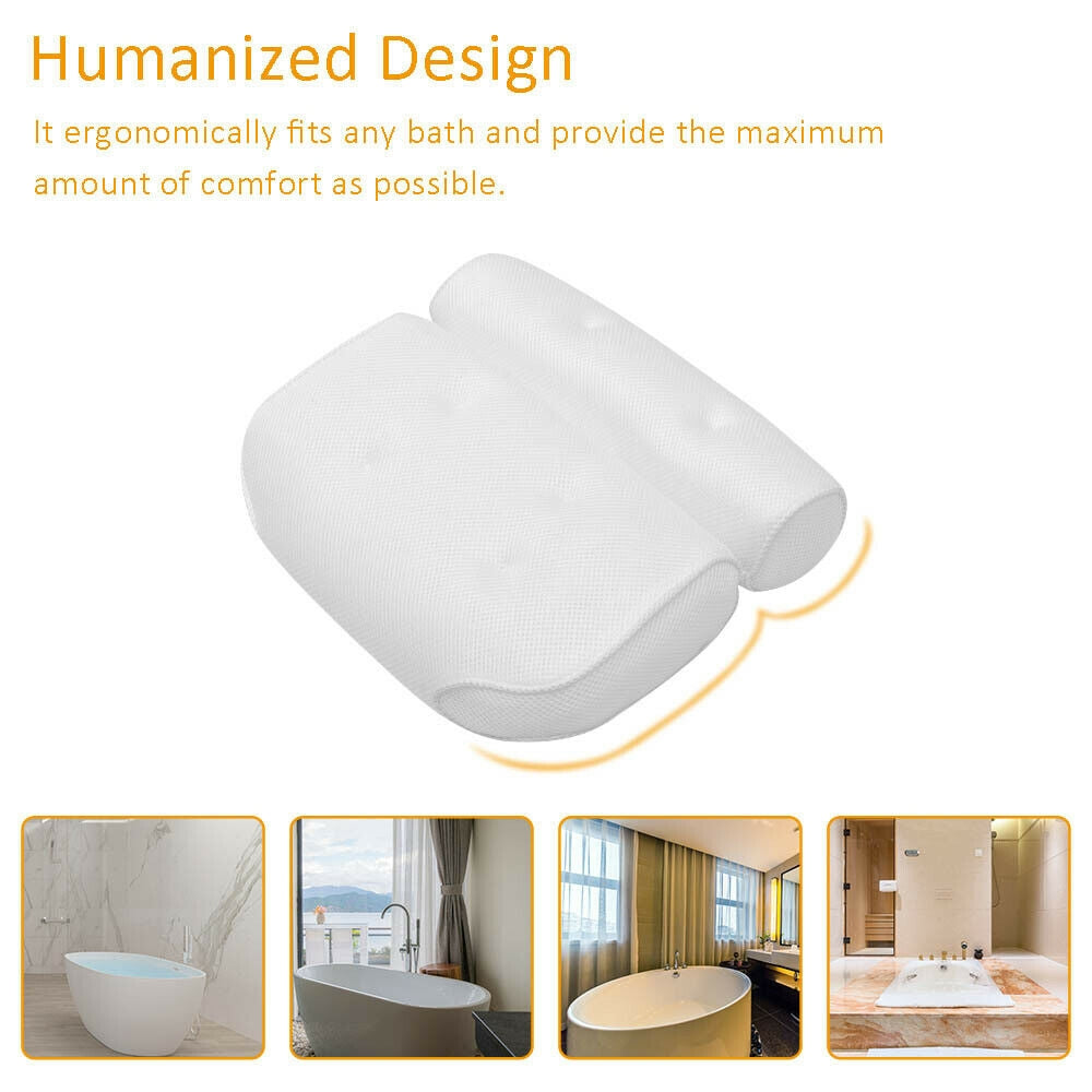 Bath Mats & Rugs: 3D Spa Mesh Bath Pillow Neck Back Support Bathtub Tub Cushions