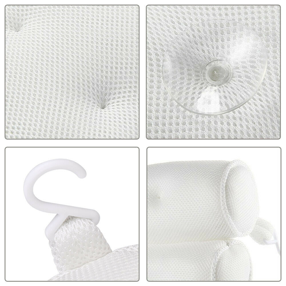 Bath Mats & Rugs: 3D Spa Mesh Bath Pillow Neck Back Support Bathtub Tub Cushions