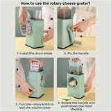 Kitchen Knives: Kitchen Vegetable Food Manual Rotary Drum Grater Chopper Slicer Fruit Cutter