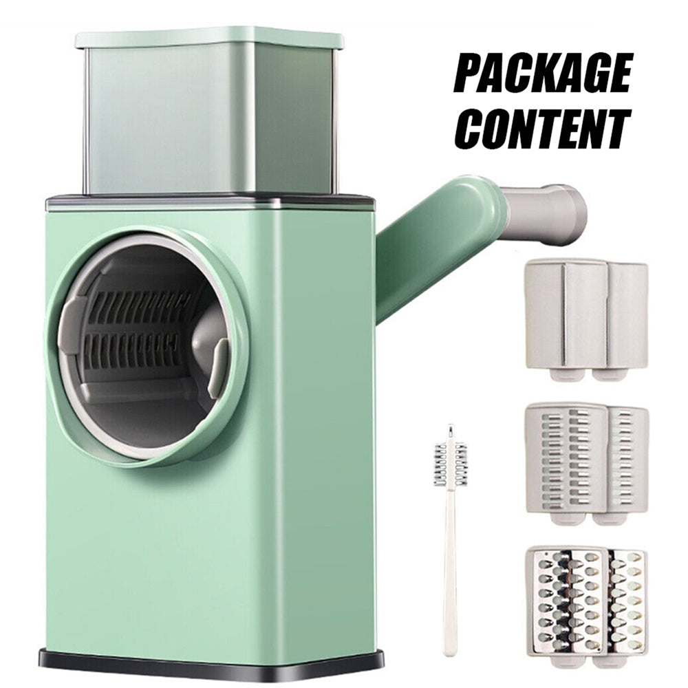 Kitchen Knives: Kitchen Vegetable Food Manual Rotary Drum Grater Chopper Slicer Fruit Cutter