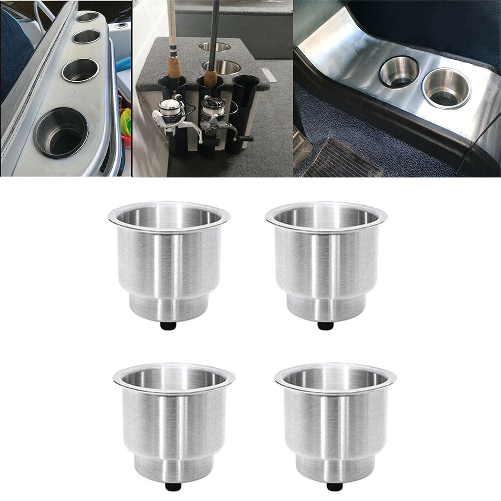 Automotive Decor: 4PCS Stainless Drink Cup Holder Insert for Boat/Car/Truck RV/Camper/Yacht/Sofa