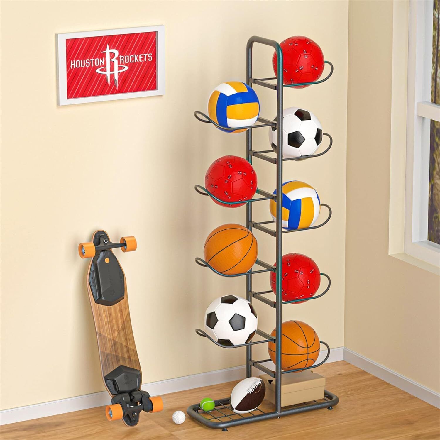 Basketball & Basketball Accessories: Basketball Soccer Storage Rack Sport Ball Organizer Ball Holder Display Stand