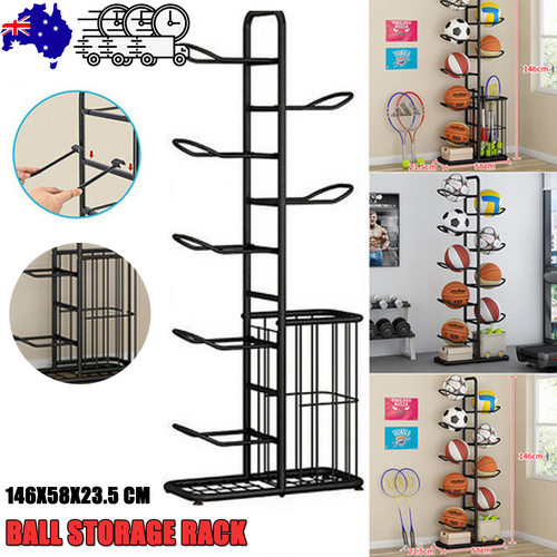 Basketball & Basketball Accessories: Basketball Soccer Storage Rack Sport Ball Organizer Ball Holder Display Stand With Basket