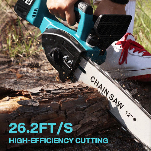 Power Saws: 12"inch Cordless Electric Chainsaw + 2 Battery 2 Chain Brushless Wood Cutter Saw