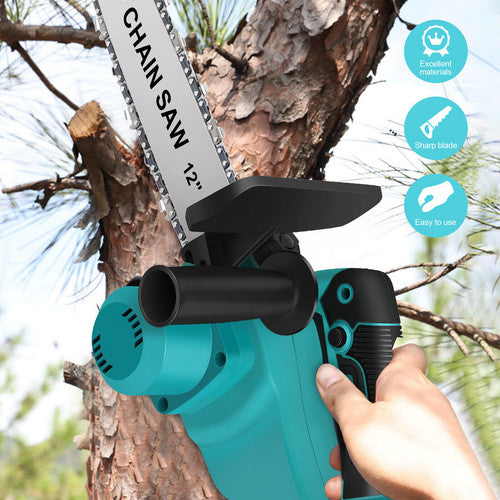 Power Saws: 12"inch Cordless Electric Chainsaw + 2 Battery 2 Chain Brushless Wood Cutter Saw
