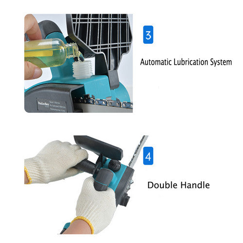Power Saws: 12"inch Cordless Electric Chainsaw + 2 Battery 2 Chain Brushless Wood Cutter Saw