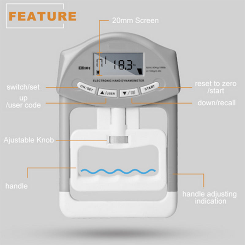 Gym Equipment & Accessories: Digital Dynamometer Hand Grip Strength Muscle Tester Electronic Power Measure
