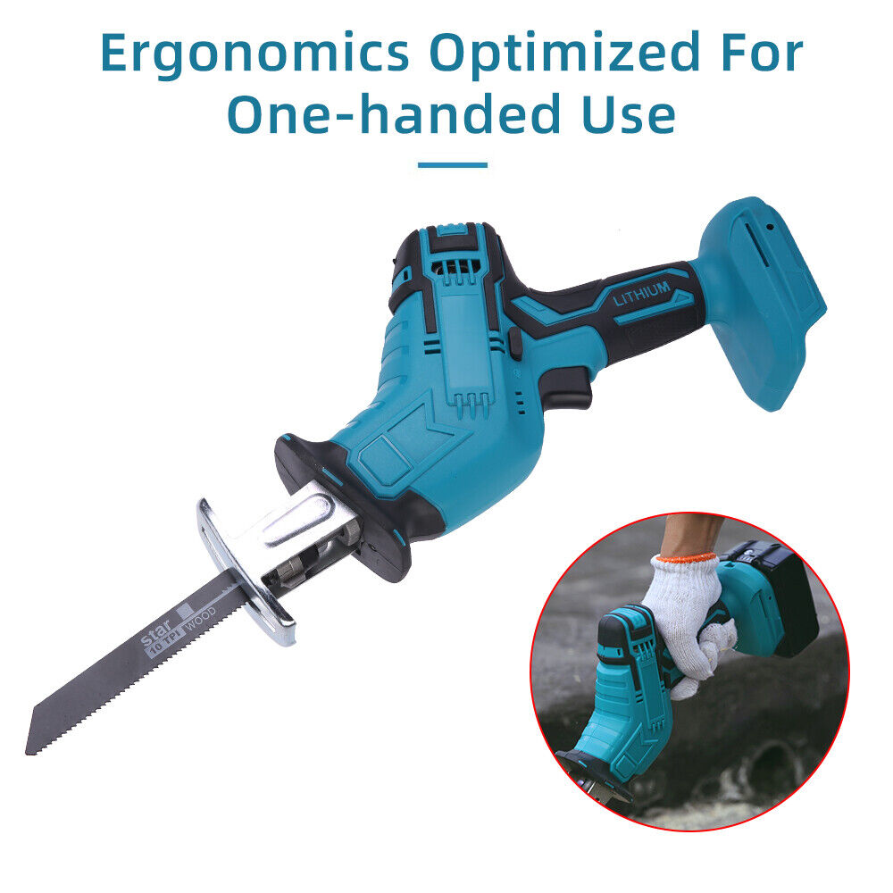 Gardening Tools: Blue Cordless Electric Reciprocating Saw Cutter with Blades without battery
